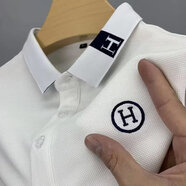 爵少夏季翻領(lǐng)短袖t恤男潮流商務(wù)簡(jiǎn)POLO.衫帶領(lǐng)半袖上衣男裝體恤 KC   A02   白色 XL