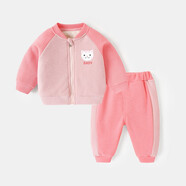 贏一貝嬰兒春秋裝套裝幼兒0-3歲女童外穿外套長(zhǎng)褲男寶寶衣服開(kāi)衫兩件套 粉紅色春秋款 110cm