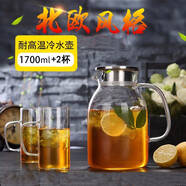 宣室堂 大號(hào)冷水壺加厚 玻璃水壺耐熱耐高溫防爆大容量涼茶壺透明涼水杯家用套裝 涼水壺 尚雅壺1700ml 單壺