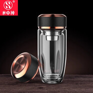 水中神水中神雙層玻璃杯男士高檔隔熱水杯男生杯子鵝蛋泡茶杯便攜車(chē)載杯 金色 400ml