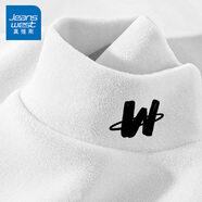 真維斯（JEANSWEST）德絨打底衫女裝秋冬季長袖t恤上衣服加絨保暖加厚內(nèi)搭半高領(lǐng)秋衣 白色 小星帶字母黑_K_左領(lǐng)角 M