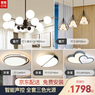 昂的 智能客廳燈北歐LED吸頂燈簡(jiǎn)約家用魔豆燈全屋燈具套餐后現代風(fēng)格分子臥室燈整套燈具三室兩廳大廳燈 C16三室兩廳套餐 LED小愛(ài)智能控制（配小愛(ài)智能音箱）