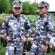 兵童勇士春秋新款女童男童迷彩服套裝兒童軍訓(xùn)服休閑運(yùn)動(dòng)裝中大童學(xué)生外套 水墨迷彩(上衣褲子帽子) 160碼適合165CM身高