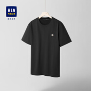 海瀾之家（HLA）短袖T恤男士純棉透氣圓領(lǐng)印花休閑運動上衣短袖男夏季 黑色EN S 165/84A 推薦114~124斤
