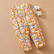 棉谷朵嬰兒純棉花手工背帶褲兒童加厚保暖棉褲男女寶寶冬季居家外出棉服 動(dòng)物樂(lè )園 100碼（適合2-3歲）