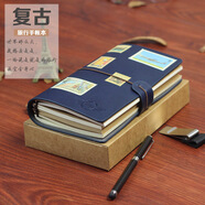 蒙力克 手賬本a6復(fù)古活頁(yè)可拆卸簡(jiǎn)約空白頁(yè)網(wǎng)紅少女韓國(guó)創(chuàng)意隨身筆記本子旅行手帳本記事本定制logo D009-深藍(lán)色