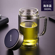 富光（Fuguang）雙層玻璃杯男女士帶把公室泡茶杯個(gè)人專(zhuān)用帶蓋水杯子家用