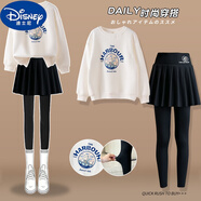 迪士尼（Disney）女童裙褲春秋薄款兒童鯊魚褲裙假兩件大童打底裙子秋裝褲子打底褲 4637衛(wèi)衣2133黑色【春秋套裝】 120cm