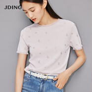 嬌鼎（JDING）商場同款 套頭衫女 修身顯瘦針織衫上衣打底衫 粉白色-幸運(yùn)星CJKI503 L