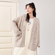 森馬森馬針織外套女寬松中長(cháng)款開(kāi)衫冬季新款ins潮花紗毛衣小個(gè)子 白色調0111 150/76A/XS