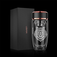 雷德夫（LEIDFOR）G21 G22【動(dòng)物】系列雙層玻璃杯男士 茶杯高檔透明杯子 玫瑰金東北虎 370ml