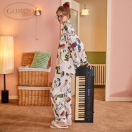 果殼（Gukoo）睡衣情侶裝一男一女秋季套裝女純棉情侶睡衣女士睡衣男可外穿A 史努比滿(mǎn)印女套（XS-XL） S