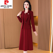 皮爾卡丹（pierre cardin）結(jié)婚衣服連衣裙2025女新款春秋喜婆婆婚宴裝平時可穿紅色套裙 紅色 (外套+連衣裙) XL