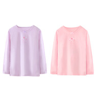 KIDS MAM&DAD童裝兒童春秋打底衫兩件裝 女童圓領(lǐng)長(cháng)袖T恤寶寶打底上衣兒童秋衣 039粉紫 100 cm