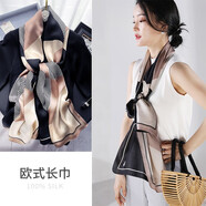 杭絲府絲巾真絲圍巾女桑蠶絲披肩圍脖送領(lǐng)導媽媽生日母親節女生禮物 愛(ài)心拼色 拿鐵黑咖
