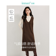 茵曼（INMAN）綿羊毛慵懶松弛V領(lǐng)無袖背心針織裙2025春秋女裝新品連衣裙長裙子 咖色 M