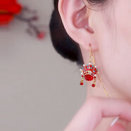 鉑甄（BOZHEN）民族風(fēng)京劇臉譜耳環(huán)2022年潮新年耳釘女紅色復古過(guò)年喜慶耳飾