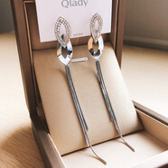 Qlady圓圈流蘇耳環(huán)女時(shí)尚中長款韓版大氣高級感耳線韓國氣質(zhì)925銀針輕奢裝飾耳飾品送女友生日禮物 葉形白金色
