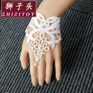 獅子頭新品 黑色鏤空蕾絲水晶項鏈頸飾鎖骨鏈 項鏈頸鏈新年禮物 虎年 白色手鏈一件