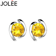 JOLEE耳釘黃水晶S925銀耳墜時(shí)尚簡(jiǎn)約氣質(zhì)款耳環(huán)飾品送女生節(jié)日禮物