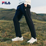 斐樂（FILA） 官方男子針織長褲時尚基礎(chǔ)直口通勤休閑褲 正黑色-BK L 175/84A