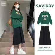 托瑪菲秋冬連衣裙女裝套裝2022年新款氣質(zhì)休閑少女慵懶風(fēng)衛衣加絨a字半身裙子冬季小個(gè)子穿搭兩件套套裝 衛衣+半身裙（套裝） S