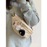 牧瑾ins胸包女韓版百搭斜挎包少女學(xué)生運動(dòng)腰包純色輕便斜肩手機小包 卡其（隨機4徽章+煤球掛件）