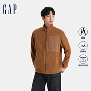 蓋璞（GAP）男女裝拼接多口袋立領(lǐng)搖粒絨外套休閑上衣680488 棕色 2XL (185/104A)亞洲尺碼【偏大,建議拍小一碼】