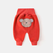 嘟嘟家童裝寶寶大屁屁褲冬裝男童保暖加絨pp褲女童褲子冬款可愛(ài)兒童長(cháng)褲 磚紅小熊 100