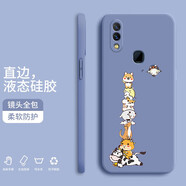 紀(jì)普（JENPOONR） vivonex手機(jī)殼 nex前后置指紋液態(tài)硅膠全包直邊保護(hù)套防摔卡通動(dòng)漫個(gè)性創(chuàng)意男女潮手機(jī)套 【薰衣灰-YT121萌寵疊疊】 vivoNEX后置指紋\vivoNEXA
