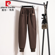 皮爾卡丹高檔品牌女裝加絨運動(dòng)褲女秋冬束腳衛褲長(cháng)褲2022高腰中年母親哈倫蘿卜休閑褲顯瘦針織 咖色 XL 建議體重100斤-120斤