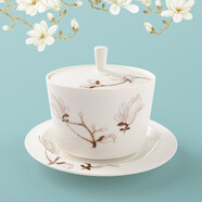 LIFEEYES 酒店擺臺餐具陶瓷碗碟菜盤(pán)西餐盤(pán)四件套金邊輕奢碗筷套裝|玉蘭花 【燉盅】天使款360ml