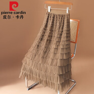 皮爾卡丹高檔品牌女裝高端氣質(zhì)網(wǎng)紗半身裙女秋冬裝2022新款超仙a字長(zhǎng)裙顯瘦層層蛋糕裙顯瘦 咖啡色 L
