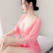 長(cháng)夜漫漫 性感睡衣情趣內衣女套裝蕾絲吊帶裙三件套裝制服誘惑連體丁字褲開(kāi)檔大碼透明家居服成人情趣用品 粉色【外套+吊帶裙+腰帶+內褲】