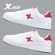 特步（XTEP）板鞋男鞋春夏小白鞋男士平底滑板鞋運動鞋包戶外板鞋黑白紅鞋子男 白紅 40