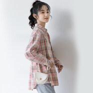雅格羅伊雅格 女生春天襯衫青少女高中生初中生中學(xué)生穿的襯衣粉色格子寬 粉色格子 S