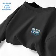 JEANSWEST LIFE真維斯港風(fēng)重磅t恤男春秋潮牌純棉長袖男士休閑寬松圓領(lǐng)套頭衫