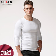 續點(diǎn) 長(cháng)袖t恤男 純色純棉修身春秋季運動(dòng)休閑緊身打底衫圓領(lǐng) 白色t恤 圓領(lǐng)白色加絨 L碼(118-130斤左右)