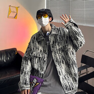 吳權灣大碼牛仔夾克男春秋新款ins潮牌青年外套男學(xué)生韓版工裝牛仔上衣 黑色 XL