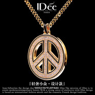 IDee  CREATIVE IDER FOR YOU法國IDee圓牌項鏈金色潮男反戰情侶吊墜復古潮牌時(shí)尚個(gè)性禮物 訂制款 鏈長(cháng)60+5cm 吊墜5*5cm