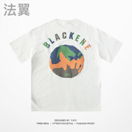 法翼 原創(chuàng  )國潮2021年新款夏季寬松T恤短袖男潮牌嘻哈街頭ins潮流個(gè)性港風(fēng)情侶百搭半袖港風(fēng)圓領(lǐng) 白色 L