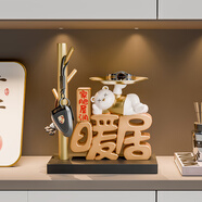 貝漢美（BHM）創(chuàng)意招財(cái)貓鑰匙收納盒玄關(guān)入戶擺件客廳裝飾擺設(shè)喬遷之喜搬家禮物 暖居-金色