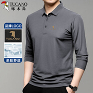 啄木鳥（TUCANO）長(zhǎng)袖T恤男春秋季商務(wù)休閑翻領(lǐng)polo衫經(jīng)典百搭上衣男裝 深灰4XL