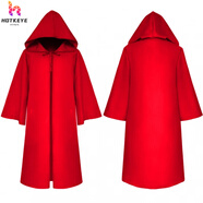 山森南獅歐美中世紀復古魔法師長(cháng)袍帶帽子星球大戰長(cháng)款風(fēng)衣魔法師表演巫師 星戰披風(fēng)【大紅色】 XL 兒童