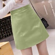 奈加圖2021新款春季大碼皮裙半身裙a字裙網(wǎng)紅氣質(zhì)高腰防走光小皮裙短裙 牛油果綠(帶安全) S