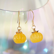 俏物俏女（in lay）南瓜瑪瑙耳墜茶系耳環(huán)清新 甜美 原創(chuàng  )輕奢 小眾設計法式 輕奢感耳夾女 南瓜款