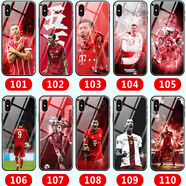 WENYAFF 蘋(píng)果15/12ProMax玻璃手機殼iPhoneX XR全包6SPlus磨砂軟7/8 拜仁慕尼黑萊萬(wàn)-足球明星 玻璃殼(高清彩繪)-下單留言機型+圖片編號