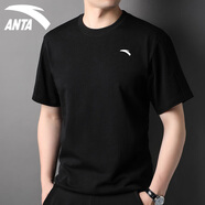 安踏短袖t恤男裝冬季輕薄透氣半袖寬松冰絲速干衣跑步健身休閑運動(dòng)服 -7基礎黑 L 175