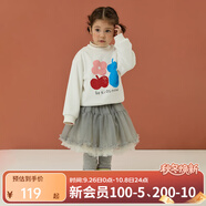 papa爬爬冬季新品兒童裙褲女童漸變紗裙打底褲加絨保暖可愛(ài) 淺灰 110 cm