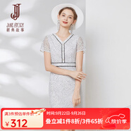 經(jīng)典故事（JANE STORY）經(jīng)典故事復(fù)古波點(diǎn)連衣裙女2025年夏季新款氣質(zhì)收腰印花V領(lǐng)蕾絲裙 S83白底黑點(diǎn) 2XL